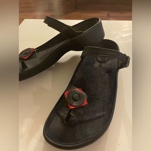 Birkenstock Tatami Sandal with red flower detail